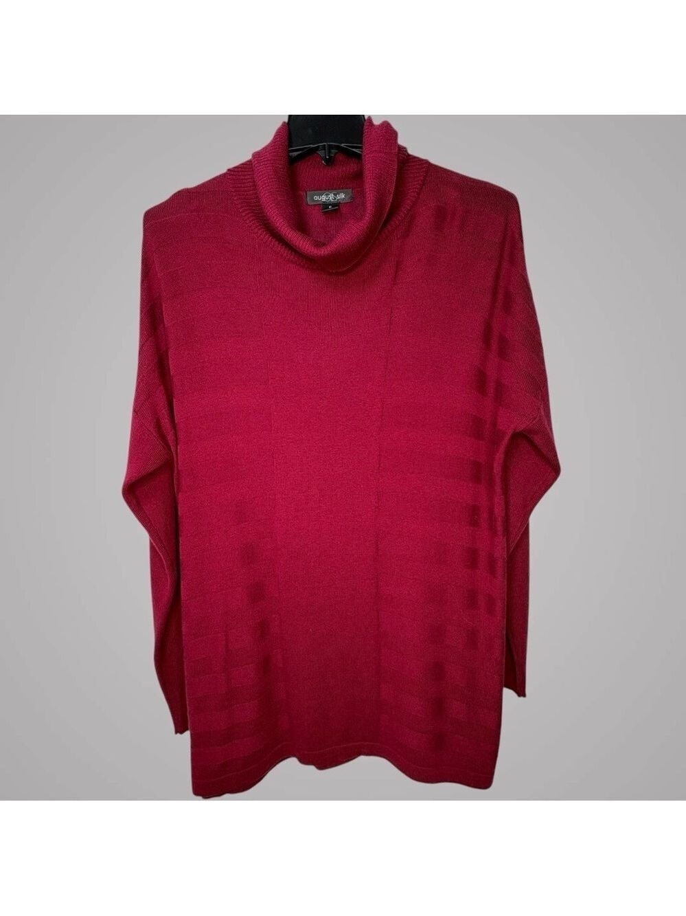 A August Silk XL Longline Pullover Y2K Dark Academia Draped Neck Burgundy Lagom